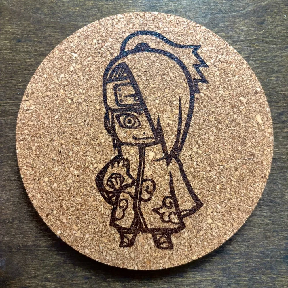 Naruto Akatsuki Deidara Chibi Style Laser Engraved Cork Coaster